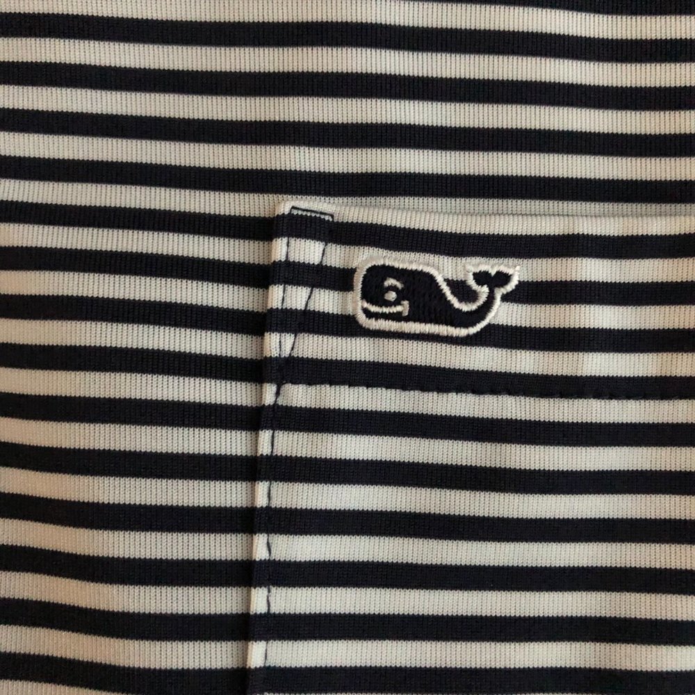 VINEYARD VINES Striped Whale Golf Polo Shirt - Picture 7 of 8